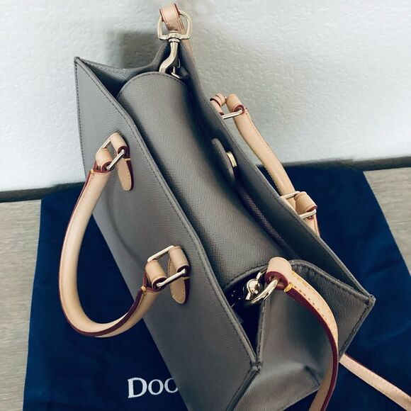 Dooney & Bourke Gray Leather Satchel Bag Purse - Picture 7 of 12